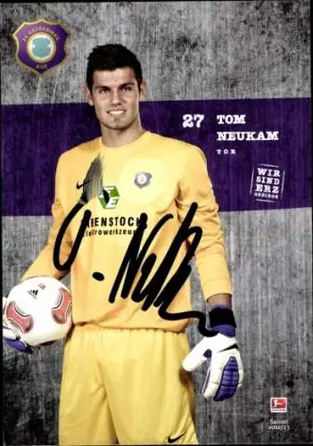 Autogrammkarte Fußballer Tom Neukam, FC Erzgebirge Aue, Autogramm
