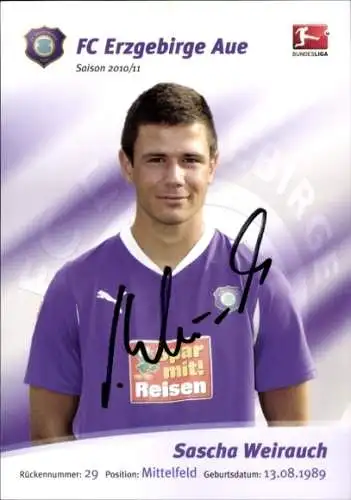 Autogrammkarte Fußballer Sascha Weirauch, FC Erzgebirge Aue, Autogramm