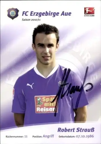 Autogrammkarte Fußballer Robert Strauß, FC Erzgebirge Aue, Autogramm