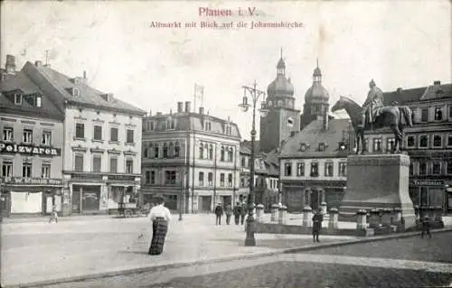 Ak Plauen im Vogtland, Altmarkt mit Blick auf die Johanniskirche