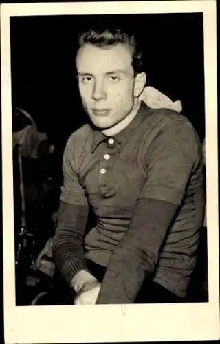 Foto Radrennfahrer Theo Intra, Autogramm, 6-Tage-Rennen Frankfurt am Main 1953