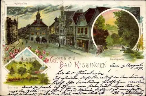 Litho Bad Kissingen Unterfranken Bayern, Saale, Marktplatz