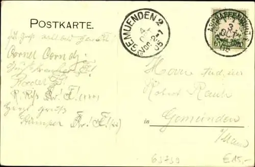 Litho Aschaffenburg in Unterfranken Bayern, Kirche, Gesamtansicht