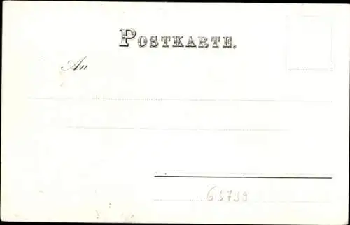 Litho Aschaffenburg in Unterfranken Bayern, Kirche, Gesamtansicht