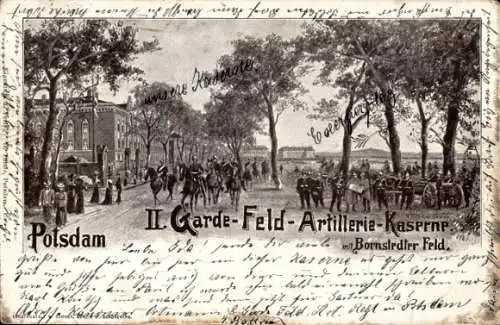 Ak Bornstedt Potsdam, II. Garde Feld-Artillerie Kaserne, Bornstedter Feld