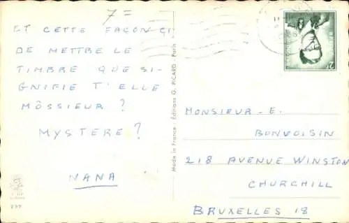 Ak Briefmarkensprache, Liebespaar