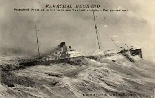 Ak Post-Dampfschiff Maréchal Bugeaud, CGT, auf rauer See