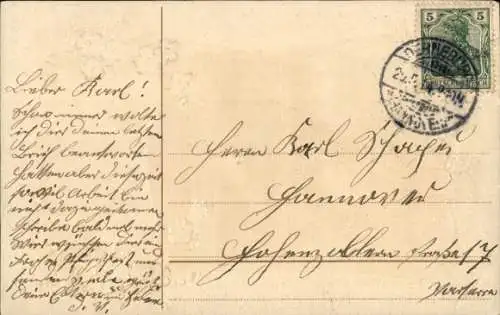 Passepartout Ak Frohe Pfingsten, Bauernhof