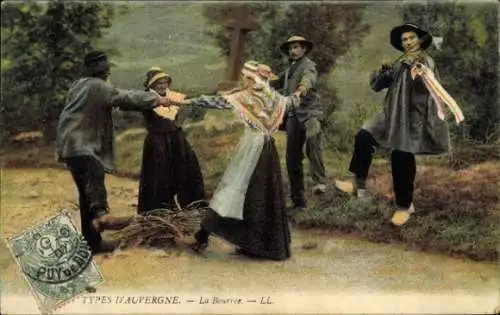 Ak Auvergne, Tanzende und musizierende Menschen