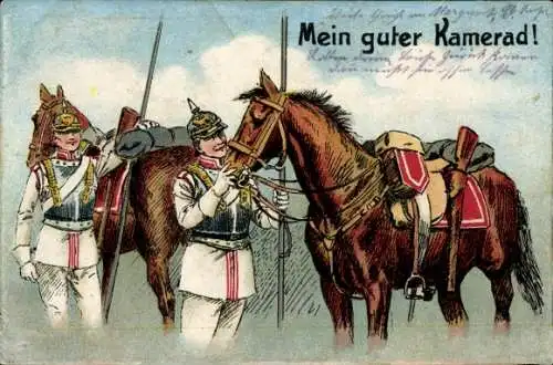 Ak Mein guter Kamerad, Pferde, Soldaten