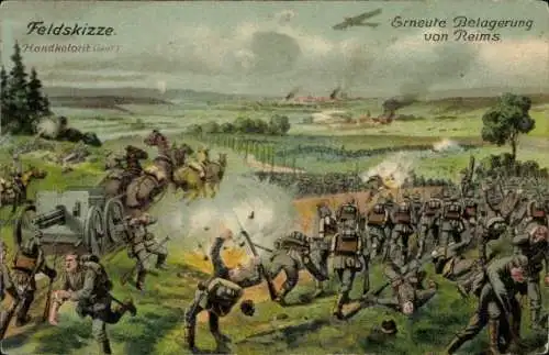 Ak Erneute Belagerung von Reims, Kriegsschauplatz 1. WK