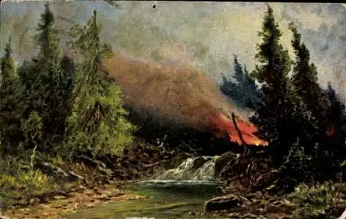 Künstler Ak Waldbrand, NKG