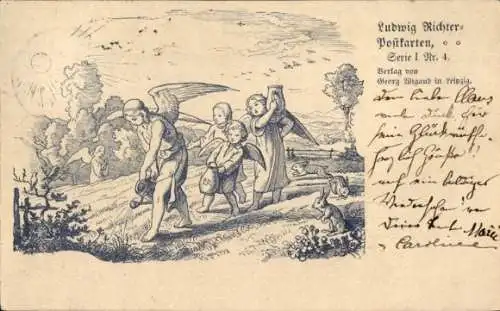 Künstler Ak Richter, Ludwig, Engel, Serie 1 Nr. 4