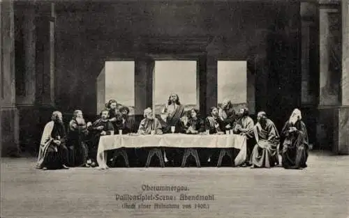 Ak Oberammergau in Oberbayern, Passionspiel-Szene: Abendmahl, 1900