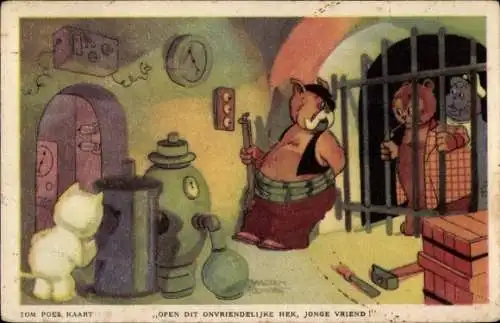 Künstler Ak Toonder, Marten, Tom Puss, Tom Poes, Bär, Hund
