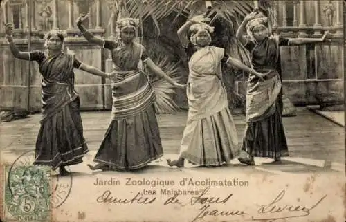 Ak Paris, Jardin Zoologique d'Acclimatation, Malabarische Tänzerinnen