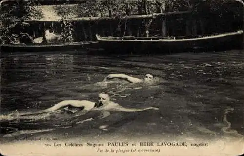 Ak Schwimmer Paulus und Bebe Lavogade, Ende des Tauchgangs