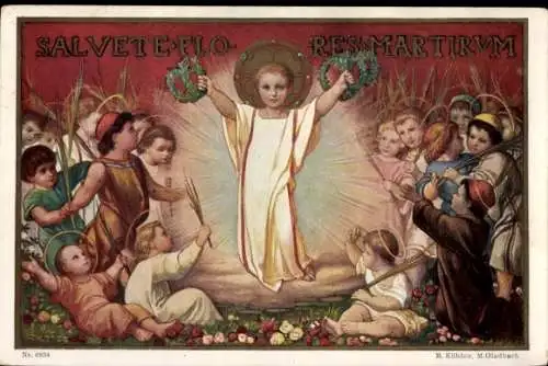 Ak Frohe Weihnachten, Fröhliches Neujahr, Salvete Flores Martirum