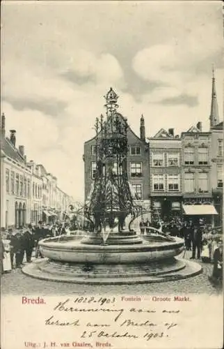 Ak Breda Nordbrabant Niederlande, Fontein, Groote Markt