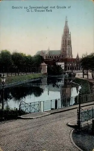 Ak Breda Nordbrabant Niederlande, Gezicht op Spanjaardsgat met Groote of O. L. Vrouwe Kerk
