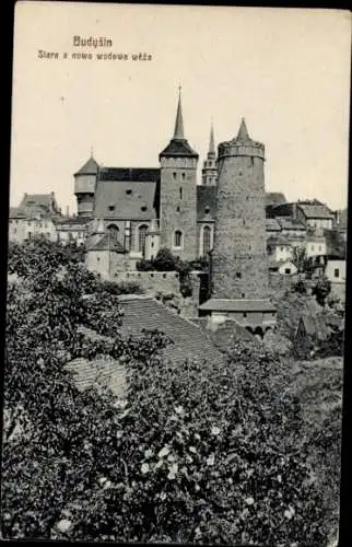 Ak Budyšin Bautzen in der Oberlausitz, Teilansicht, Kirche, Turm