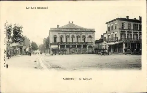 Ak Cahors Lot, Historisches Theatergebäude, Straßenansicht, monochrom,  
