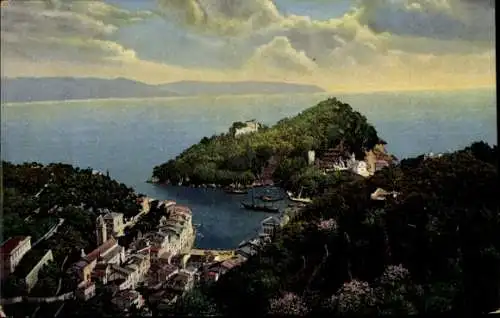 Ak Portofino Liguria, Panoramaansicht des Hafens, Blick auf das Meer
