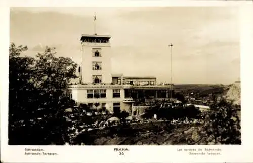 Ak Praha Prag, Barrandov, Berggaststätte, Aussichtsturm, Terrasse