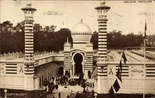 Ak Wembley London England, British Empire Exhibition, The Malaya Pavilion