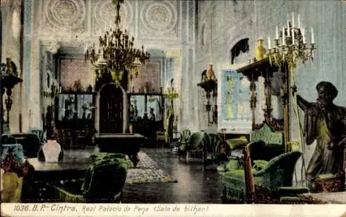 Ak Sintra Cintra Portugal, Innenansicht, Palacio da Pena, prunkvolle Einrichtung,  Atmosphäre