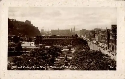 Ak Edinburgh Schottland, National Gallery, Scott's Monument