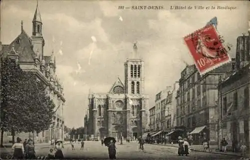 CPA Île Saint Denis Seine Saint Denis, Hôtel de Ville et la Basilique