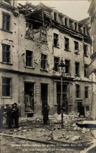 Ak Berlin Mitte, Zerstörungen in der Alten Schützenstraße, Revolution März 1919