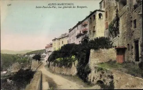 Ak Saint Paul du Var Alpes Maritimes, vue generale des Remparts