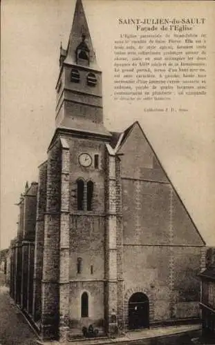 Ak Saint Julien du Sault Yonne, Facade de l'Eglise