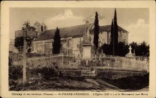 Ak Saint Pierre d'Exideuil, Kirche, Monument aux Morts