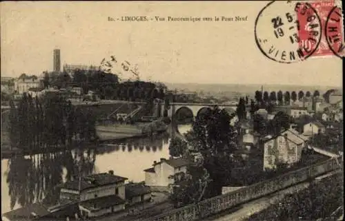 Ak Limoges Haute Vienne, Panoramablick auf den Pont Neuf, Stadtansicht, Fluss, Gebäude