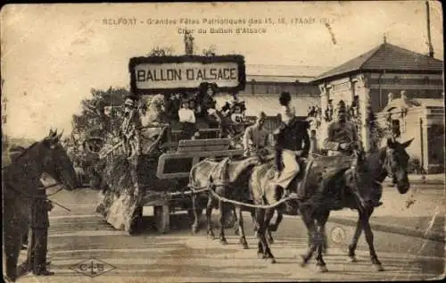 Ak Belfort Beffert Beffort Territoire de Belfort, Große patriotische Feste, Festwagen, Ballon d'A