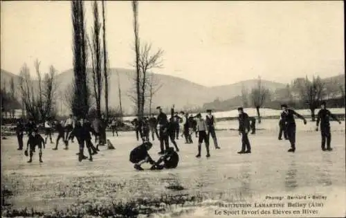 Ak Belley Ain, Eisläufer, Institution Lamartine, Winteraktivität,  Aufnahme