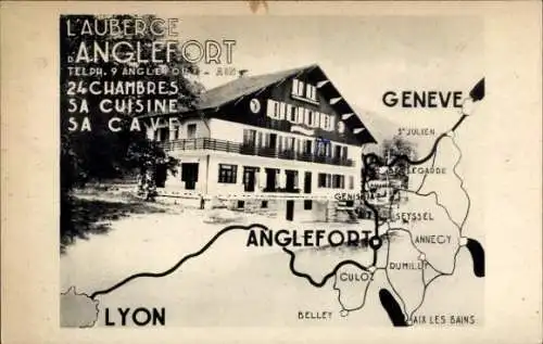 Ak Anglefort Ain, Auberge, Straßenkarte