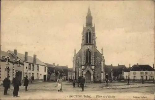 Ak Eguzon Indre, Place de l'Eglise