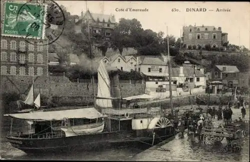 Ak Dinard Ille et Vilaine, Blick auf den Hafen, Dampfer, Wohnhäuser, Poststempel, Schiffsanleger