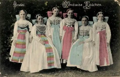 Ak Wendische Mädchen in Trachten
