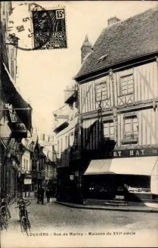 Ak Louviers Eure, Viertel mit Fachwerkhäusern, Rue de Martey, 16. Jahrhundert