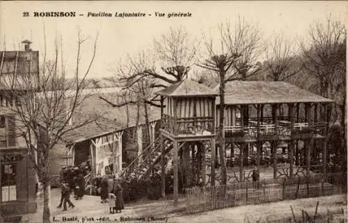 Ak Robinson Hauts de Seine, Pavillon Lafontaine, Vue générale,  Architektur, Bäume, leere Sitzplä