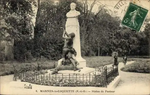 CPA Marnes la Coquette Hauts de Seine, Statue de Pasteur