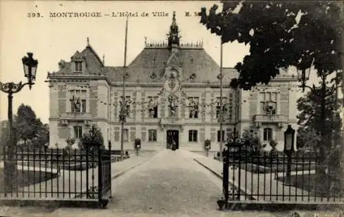 Ak Montrouge Hauts de Seine, Hôtel de Ville,  Architektur, verziert