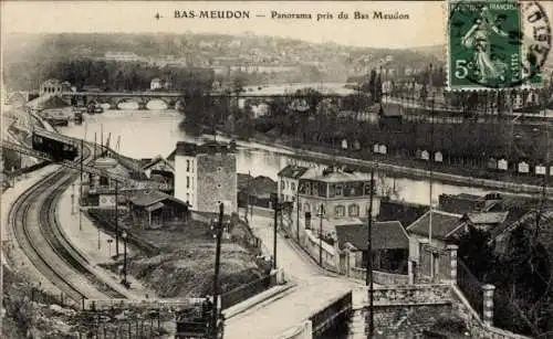Ak Bas Meudon Hauts de Seine, Panorama pris du Bas Meudon