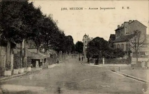 Ak Meudon Hauts de Seine, Avenue Jacqueminot, Stadtansicht, Bäume, Häuser, Gehweg