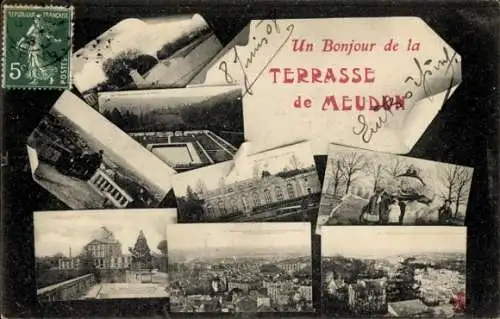 Ak Meudon Hauts de Seine, Terrasse, Gesamtansicht, Schloss, Denkmal, Park